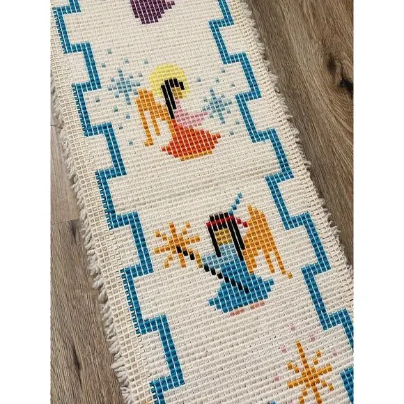 Vintage Ted DeGrazia Finished Latch Hook 4 Angels Lighting Sundance Wall Hanging